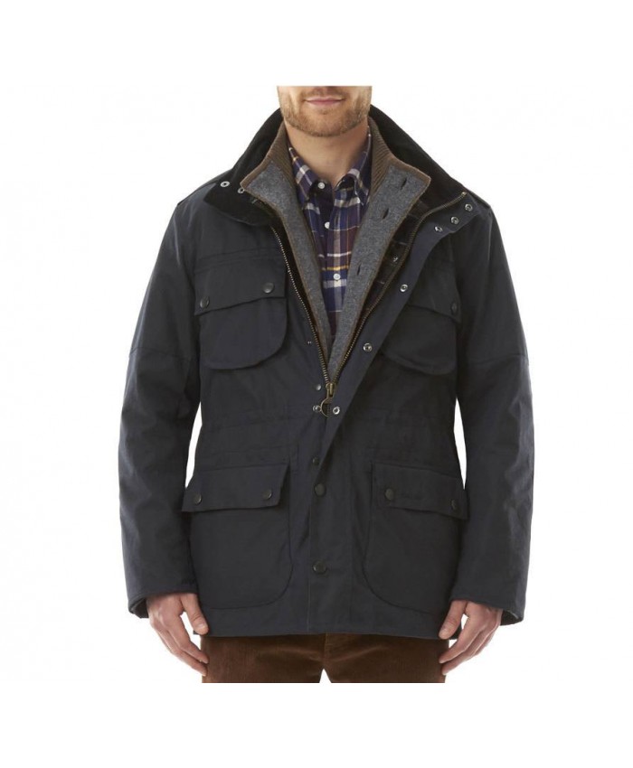 Barbour Fieldmarshall Uomo Giacca Di Cerat Marino