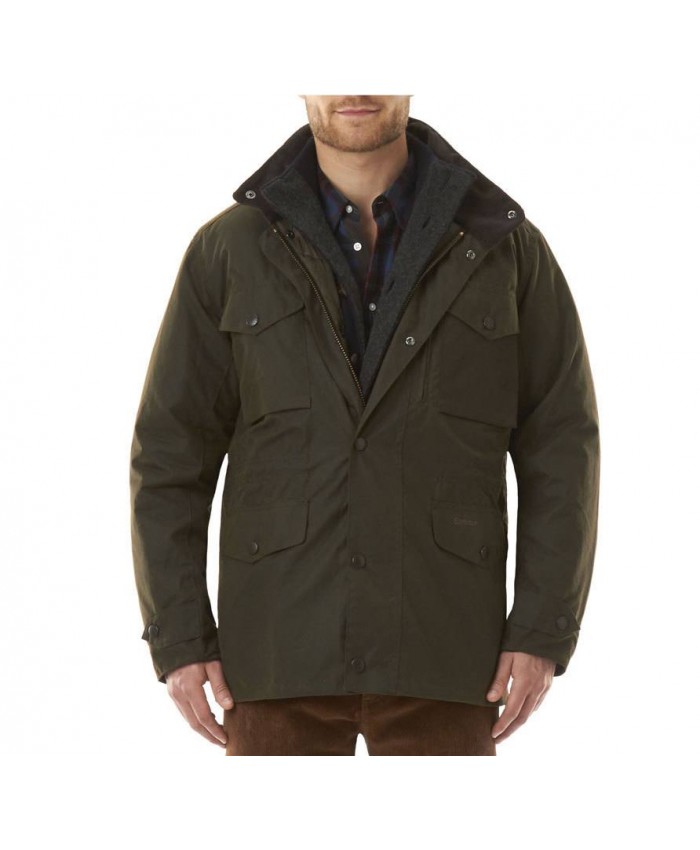 Barbour Sapper Uomo Giacca Di Cerat Oliva Scura