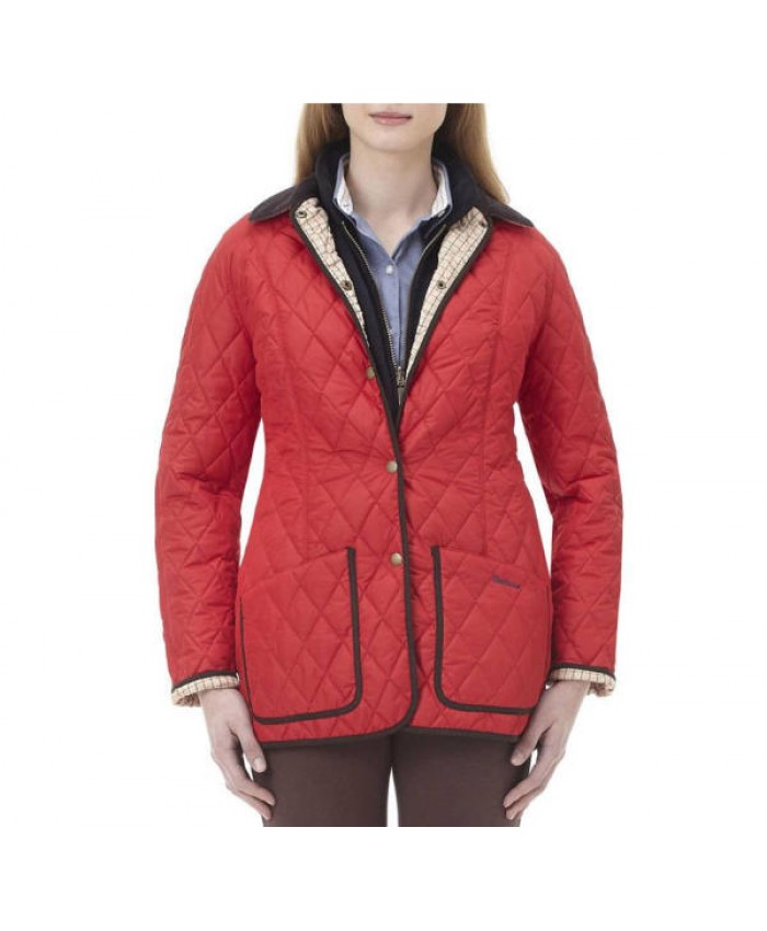 Barbour Beadnell Trapunta Polare Donna Rosso