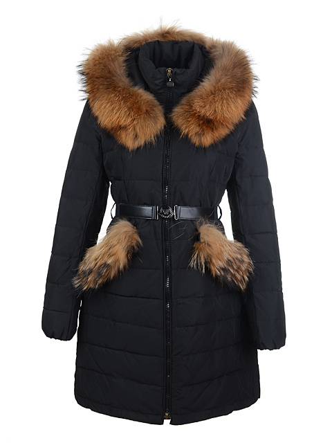 Piumini Moncler Con Cintura Cappotto Lungo Nero