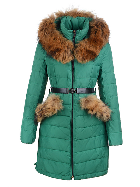 Piumini Moncler Con Cintura Cappotto Lungo Verde