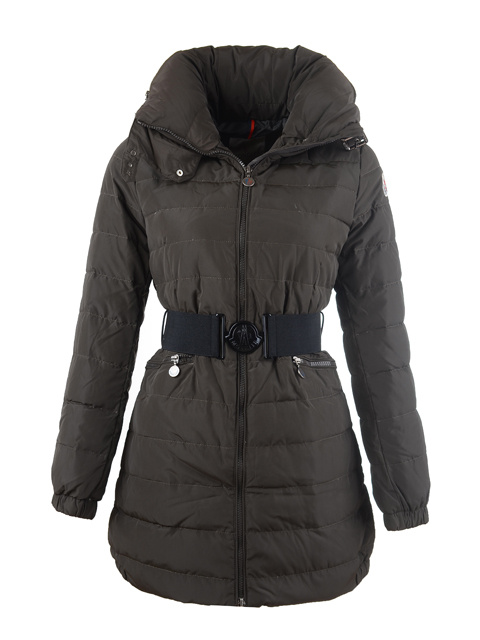 Piumini Moncler Donna Cintura Semplice Lungo Brown