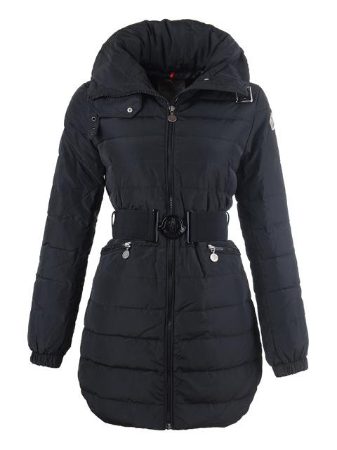 Piumini Moncler Donna Cintura Semplice Lungo Nero