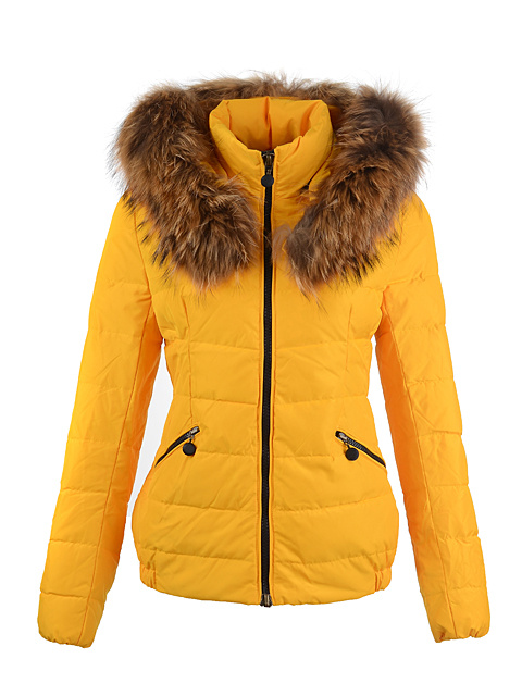 Piumini Moncler Pelliccia Collare Donna Giallo