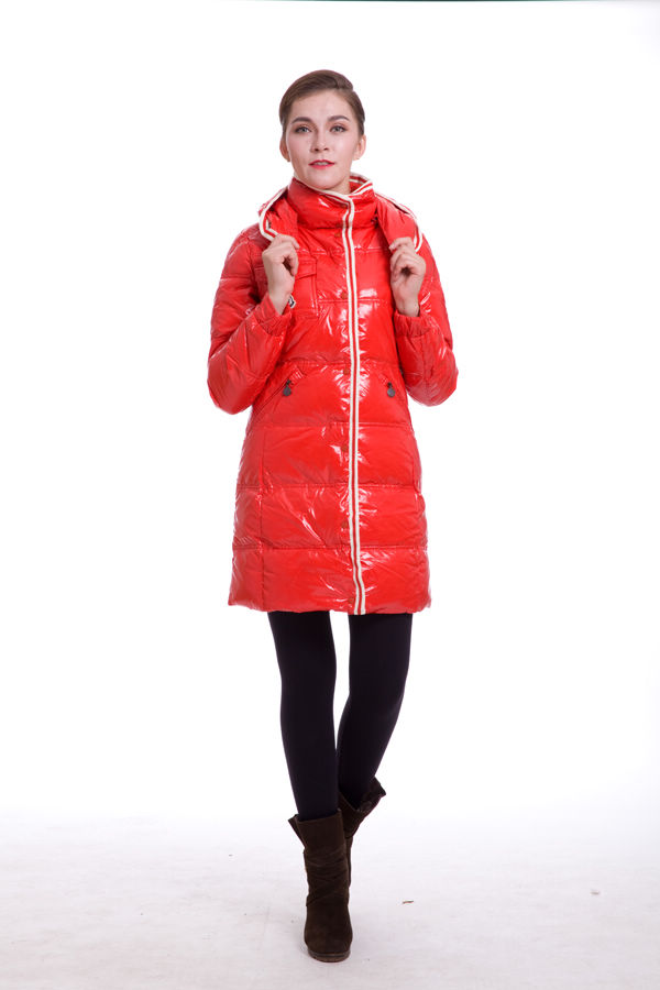 Piumini Moncler Lungo Hooded Rosso