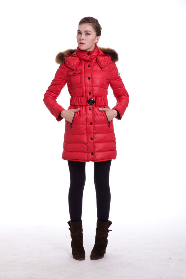 Piumini Moncler Donna Lunga Outerwear Rosso