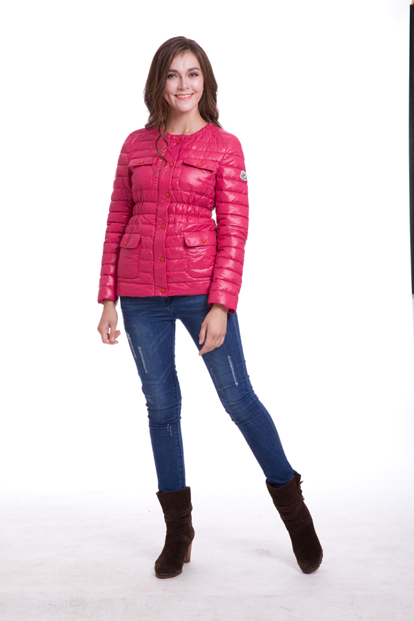 Piumini Moncler Manica Lunga Imbottita Rosa